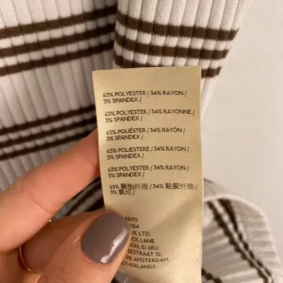 Anthropologie Cream and Brown Ribbed Sleeveless Tank Top - Picture 6 of 7